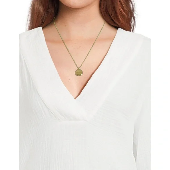 NWT! Faherty Dune Cotton Gauze Short Sleeve Popover Blouse White Coastal sz L - Picture 6 of 8